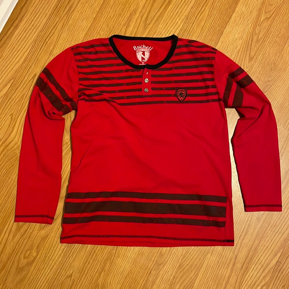 Bucheli Moda Italia Mens Sz XL Long Sleeve Shirt Black Red